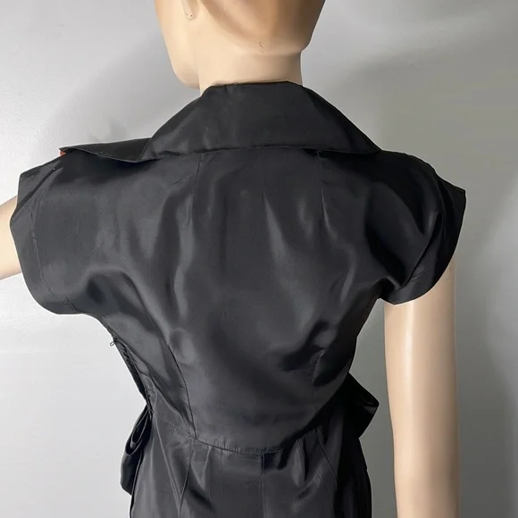1950sBlack Taffeta Dress with Front Bow